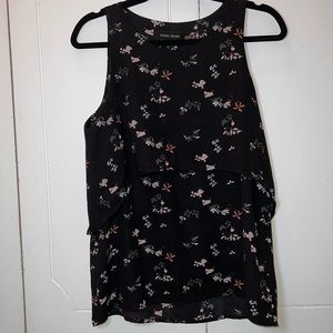 Black floral tank top blouse